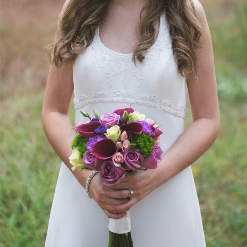 Ivory chiffon halter wedding dress
